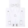 Conjunto de pajarita con tirantes unisex de 4 clips para boda, actuación, tirantes negros, correa elástica ajustable con clip en forma de X