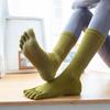 Calcetines Antideslizantes para Pilates y Yoga Transfronterizos, Color Sólido con Suela de Goma, Calcetines de Cinco Dedos para Deportes y Fitness, Calcetines de Media Pantorrilla