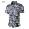 Camisa de manga corta para hombre de talla grande nueva en AliExpress moda británica camisa estampada para hombre camisa slim 3D moderna para hombre