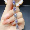 Venta al por mayor de fábrica Popular Pulsera Natural de Tanzanita con Incrustaciones de Plata S925 Piedra Principal 4*6 Joyería de Lujo Venta Directa de Fábrica