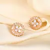 Brincos Exquisitos de Círculo Completo de Diamante de Luxo com Trevo de Quatro Folhas para Mulheres, Moda Estilo Coreano, Brincos Elegantes e Criativos de Design de Nicho