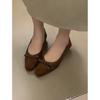 Zapatos Retro de Boca Baja para Mujer Otoño Nuevo Tacón Bajo Punta Cuadrada Zapatos de Escote Cuadrado con Lazo Zapatos para Viajar al Trabajo