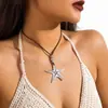Símbolo de Caracola Europeo y Americano Collar de Playa Festivo Colgante de Estrella de Mar Bohemio Collar de Sirena del Océano Exagerado