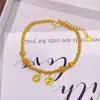 Loja de Ouro Mesmo Estilo Areia Dourada Laser Cabaça Pulseira Alta Retenção de Cor Brilhante Borboleta Joias Nicho Exquisite Trevo de Quatro Folhas Atacado