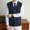Suéter para hombre de cuello en V, engrosado, ultrarrápido, anti-pilling, con diseño de espalda abierta [también disponible como cárdigan de manga larga]