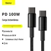 Cabo de Carregamento Rápido Baseus Tungsten Gold 100W É Adequado para Notebook Apple Tipo C Cabo de Dados Cabo de Carregamento C para C