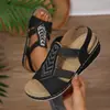 Sandalias de cuña para mujer de gran tamaño para comercio exterior transfronterizo, nuevas sandalias romanas de plataforma de suela gruesa transpirables de verano para mujer, estilo europeo y americano