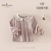Novedades de Otoño Ropa para Bebés y Niños Pequeños Clase A Niñas Camiseta de Manga Larga Color Sólido Transpirable Amigable con la Piel para Bebé Niña Camiseta Base Cómoda y Suave