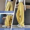 Pantalones Casuales de Pierna Ancha para Mujer Primavera y Otoño 2025 Nuevos con Forro de Felpa Verano Cintura Alta Petite Plátano Perezoso Ajuste Delgado Pantalones de Chándal