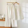 Conjunto de Punto de Algodón Nuevo para Mujer Primavera y Otoño con Almohadillas en el Pecho Mangas Largas para Dama Delgado Gasa de Algodón Puro Cárdigan Dulce Ropa de Casa