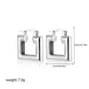 Pendientes Sencillos de Acero Inoxidable plateados Transfronterizos Europeos y Americanos Sentido Frío de Alta Gama Pendientes en forma de C Pendientes Cuadrados Pendientes Geométricos