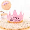 Decoração de Bolo Chapéu de Aniversário Chapéu Pontudo para Crianças de Um Ano Coroa Artigos de Festa Chapéu com Pom-Pom Chapéu Colorido de Aniversário