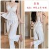 Ropa interior de terciopelo marca Guiruo Dulce top de tirantes Pantalones Bata con cuello en V profundo Traje de tentación para el hogar 4092