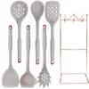 Conjunto de Espátula e Colher de Silicone Transfronteiriço com 7 Peças Espátula de Silicone Antiaderente Banhada a Ouro Conjunto de Utensílios de Cozinha de Silicone de Grau Alimentício para Uso Doméstico
