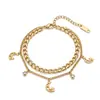 Pulsera popular de titanio y acero estilo ins, moderna, versátil, corazón, mariposa, estrella, geométrica, de acero inoxidable, joyería para la mano