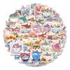 50 pegatinas impermeables decorativas con forma de taza de tiburón de dibujos animados, con imagen de IA, para hacer tú mismo, para guitarra y equipaje