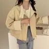 Jaqueta Curta Versátil Patchwork para Mulheres Baixas, Novo Casaco Curto com Gola Alta para Primavera/Outono 2026, Top Casual para Mulheres