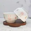 Tigela Liyan de 5,2 polegadas - Urso Fofo e Design Floral Tigela de Arroz Cerâmica de Alto Valor para Uso Doméstico