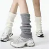 Meias Amontoadas para Mulheres, Polainas Tricotadas Cinza de Pelúcia, Polainas Brancas de Meia-Perna para Outono e Inverno, Meias Jk de Cano Médio para Outono e Inverno, Estilo Simples