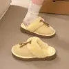 Pantuflas de algodón para casa, pantuflas de suela gruesa para mujer, de terciopelo, cálidas, estilo nuevo, para exteriores, sin cordones, peludas, invierno 2026, punta cerrada, engrosadas