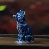 Grava de cristal natural zorro sentado adorno animal de resina para escritorio accesorio de decoración