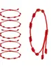 Conjunto de 6 Peças dos Braceletes Mais Vendidos da Amazon, Criativo Transfronteiriço Feito à Mão Ajustável de Fio Vermelho para o Ano de Nascimento, Versátil