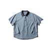 Camisa Skrsanyu Trendyy Retro Cuello en Contraste Color Puro Camisa Holgada Verano Fresca para Hombre Manga Corta Sc1009