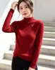 Suéter de duas peças com gola alta, fio cardado de lã espessado, para mulheres, novo top de malha elegante de caimento justo, base para mulheres