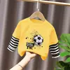 Camiseta Elegante de Manga Larga para Niños 2026 Primavera/Otoño Niños Estampado de Dibujos Animados Algodón Puro Transpirable Cuello Redondo Top de Moda t