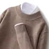 Suéter de Lana de Cuello Medio Alto Nuevo para Otoño e Invierno Suéter Básico Plano Engrosado para Hombre Color Sólido Holgado Camisa de Punto Básica para Negocios