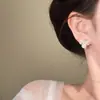Brincos de Tarraxa com Laço de Renda Estilo Coreano e Pérola para Mulheres Levemente Luxuosos de Nicho de Alta Qualidade Versáteis Absolutamente Lindos
