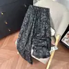 Calça Jacquard Castanha Retro Wide Leg Feminina 226 Outono Nova Cintura Alta Moda Versátil Solta Reta