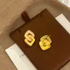 Pendientes vintage franceses de alta gama únicos para mujer, versátiles de oro arena geométricos de moda con microincrustaciones de cruz y cuadrado