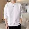 Sudadera de Punto Waffle para Hombre, Nuevo Estilo Primavera y Otoño 2026, Camiseta Blanca de Cuello Redondo, Prenda Base de Manga Larga para Hombre para Otoño