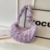 Diseño Coreano Bolso Plegado Nube Bolso Peludo de Terciopelo para Mujer Versátil Gran Capacidad Bolso de Hombro Cruzado para Viajar Bolso Tote