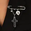 Broche Europeu e Americano Transfronteiriço de Joias em Formato de Coração Estrela Estrela de Quatro Pontas Corrente com Franja Acessório de Roupa para Mulheres Moda de Luxo Leve Acessório de Alfinete
