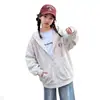 Chaqueta cárdigan con capucha y cremallera para niña, estilo nuevo 2026 para niñas mayores, top casual holgado de lunares para primavera y otoño, moderno