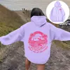 Moletom com Manga Caída Feminino 2024 Fofo Estilo College Suéter Manga Longa Pulôver com Cordão Top com Bolso Casaco