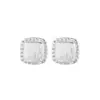 Pendientes Cuadrados Escarchados Cepillados Incrustados de Diamantes en Plata de Ley S925 para Mujer, Estilo Coreano, Sencillos, de Alta Gama, Compactos, Elegantes y Versátiles