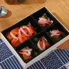 Caja de Sushi Caja de Madera para Llevar Caja Desechable para Almuerzo Sashimi de Salmón Caja Cuadrada de Madera Caja para Cortar Fruta Caja de Embalaje