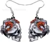 Brincos de Caveira de Açúcar Bonitos para Halloween Decoração de Cabeça de Caveira em Acrílico Presentes para Mulheres e Meninas