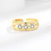 Anillo Deslizante Hueco de Tres Diamantes Nuevo Transfronterizo Versión Ancha Anillo Hip-hop Simple Moda Sentido del Diseño Anillo Abierto para Dedo
