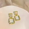 Brincos Quadrados Transparentes Estilo Francês Agulha de Aço Brincos de Moda Estilo Palácio Retrô Brincos de Nicho de Luxo Leve Atacado