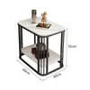 Mesa Lateral Moderna de Pizarra Estilo Italiano de Lujo Ligero, Mesa de Café Pequeña para Balcón y Sala de Estar, Adecuada para Apartamentos Pequeños, Mesa de Té Flotante Minimalista de Doble Capa