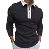 Europa y Estados Unidos transfronterizos nuevo otoño hombre manga larga solapa monocromático camiseta slim camiseta tipo POLO hombre una generación de pelo