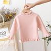 Suéter de cuello alto medio para bebé, suéter de punto suave y encerado para mujer, otoño e invierno, para niña, primavera y otoño, interior fino, grueso, color blanco