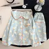 Nuevo Estilo de Primavera y Otoño para Niñas, Manga Larga, Pantalón Largo, Dibujos Animados, Ropa de Casa Cómoda con Cuello de Muñeca y Diseño de Algodón Nube, Conjunto Padre-Hijo