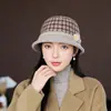 Sombrero de Pescador de Punto Cálido de Moda para Invierno para Mujeres Mayores, Sombrero de Pescador a Cuadros Casual para Exteriores a Prueba de Viento