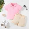 2025 Verão Casual Moda Infantil Meninos Polo Top Bolso Aba Dupla Calças Shorts Zíper Conjunto de Duas Peças