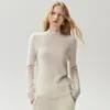 Bai Cai Rong 100% cachemira 2026 nuevo suéter de punto suelto de cuello alto medio, estilo simple para mujer, casual